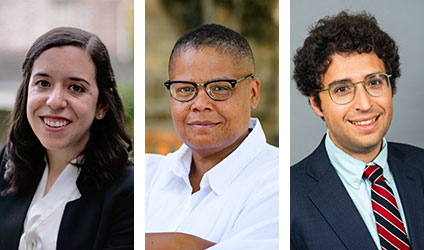 IPR's new fellows (from left to right): Economist Elisa Jácome, African American Studies scholar Keeanga-Yamahtta Taylor, and political scientist Brian Libgober.