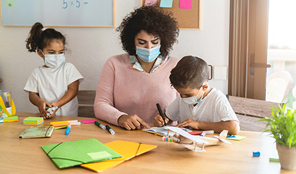 Students with child care worker