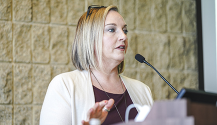 image of Stefanie DeLuca speaking at Northwestern