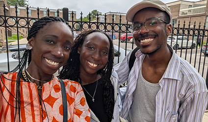 Sally Nuamah (from left) and her IPR research assistants, Mercy Nyamao and Brandon Burks, spent the summer documenting the history of a Chicago housing cooperative.