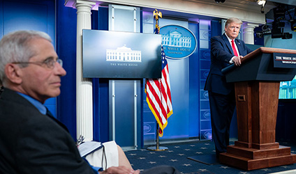 Trump and Dr. Fauci at a press briefing