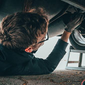 Man repairing car 