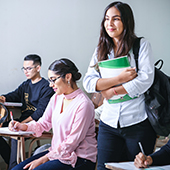 student in classroom