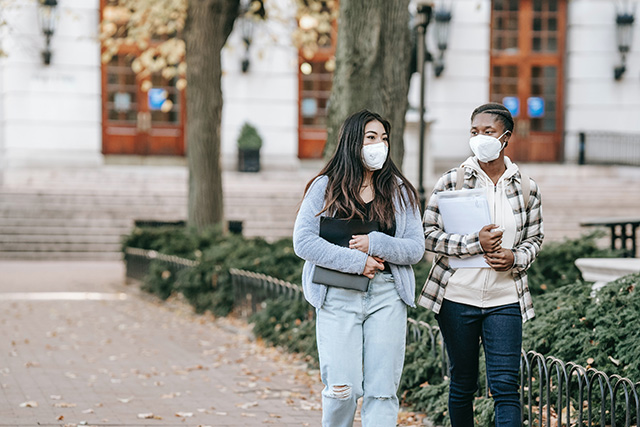 College students walking