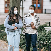 College students walking