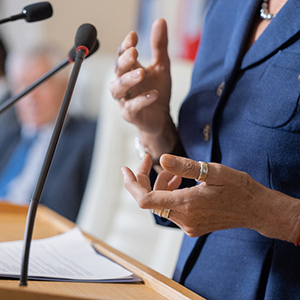 woman at podium