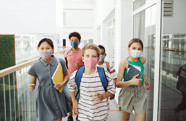 Kids in masks running