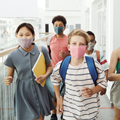 Kids in masks running