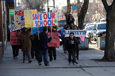 Students protesting school closings