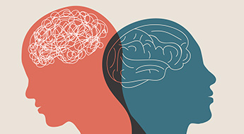 graphic of two heads