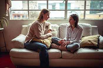 Parent talking to child