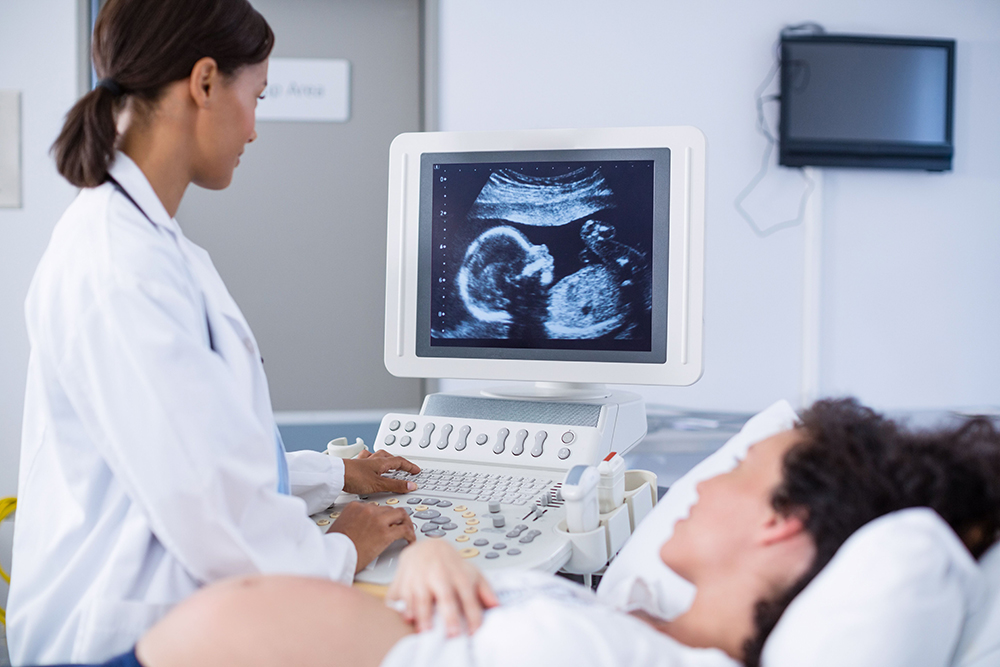 Pregnant woman at doctor's office