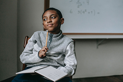 student in a classroom