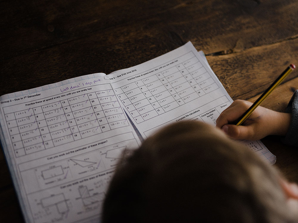 student taking a test