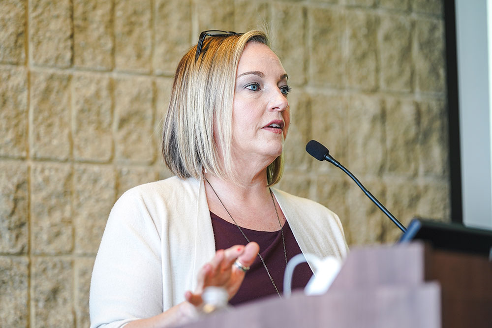 Stefanie DeLuca speaks at Northwestern