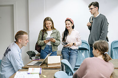 students socializing