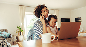 Working mom with baby