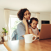 Working mom with baby