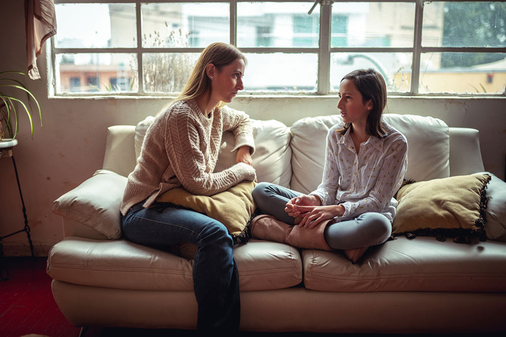 parent talking to child