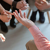 group therapy, closeup on hands