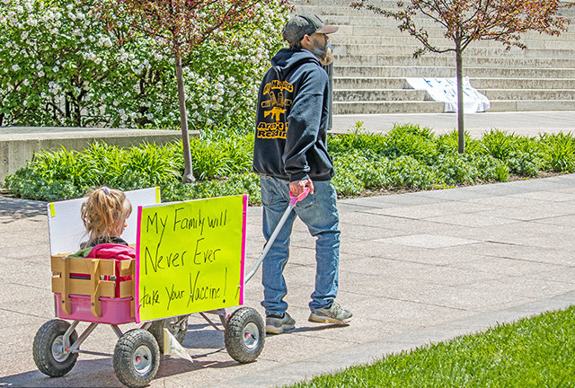 Child being pulled in wagon