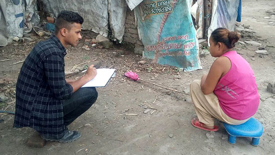 Data collection in Kathmandu, Nepal.